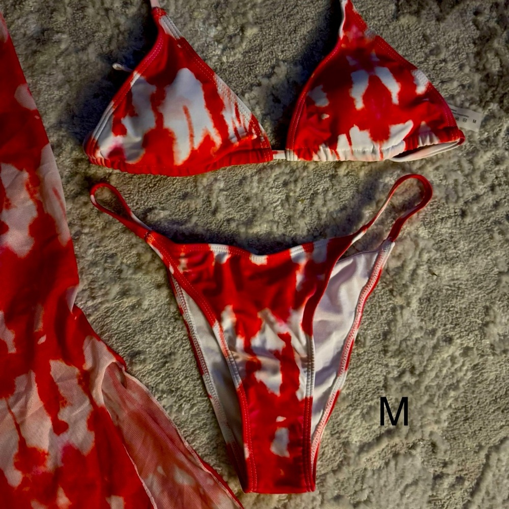 SHEIN Red and White Bikini Set